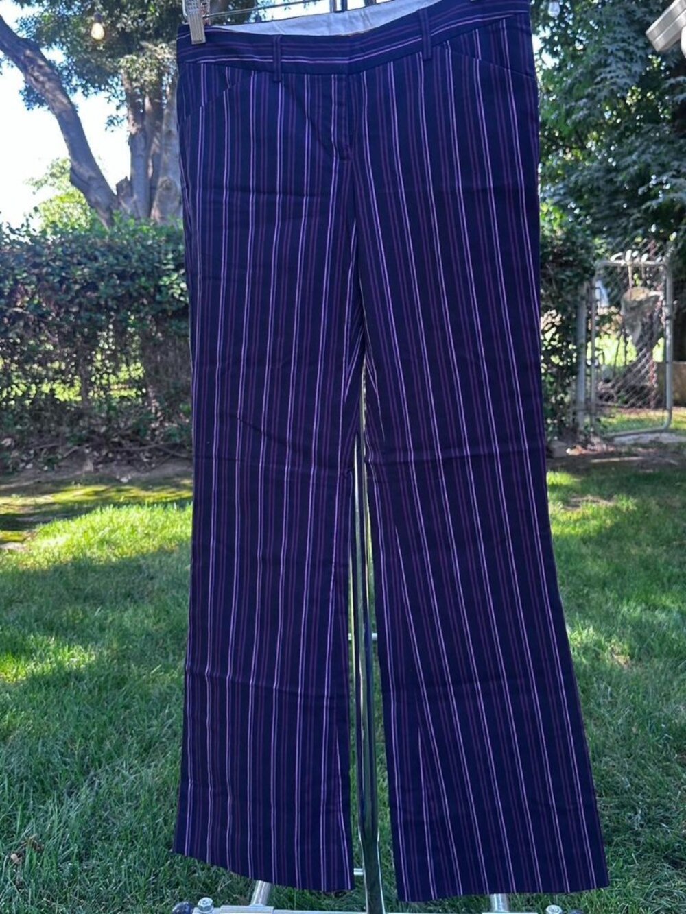 Y2K True Low Rise Pin Stripped Pink and Purple Flare Pants Size 2  The Limited
